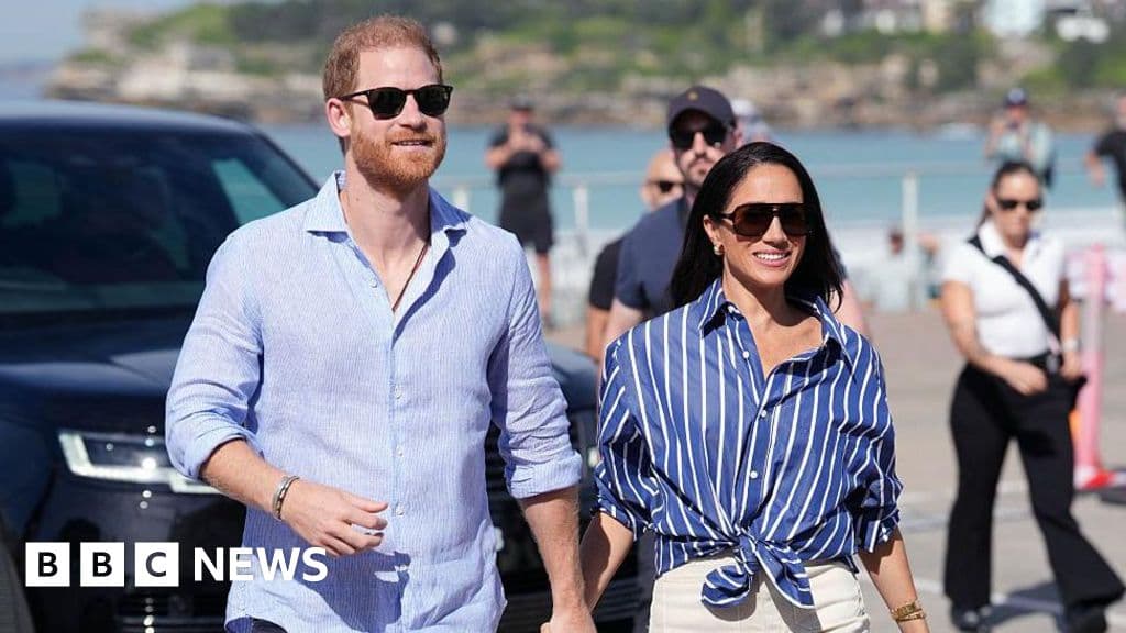 Prince Harry will not be joined by Meghan and children on London trip - BBC image