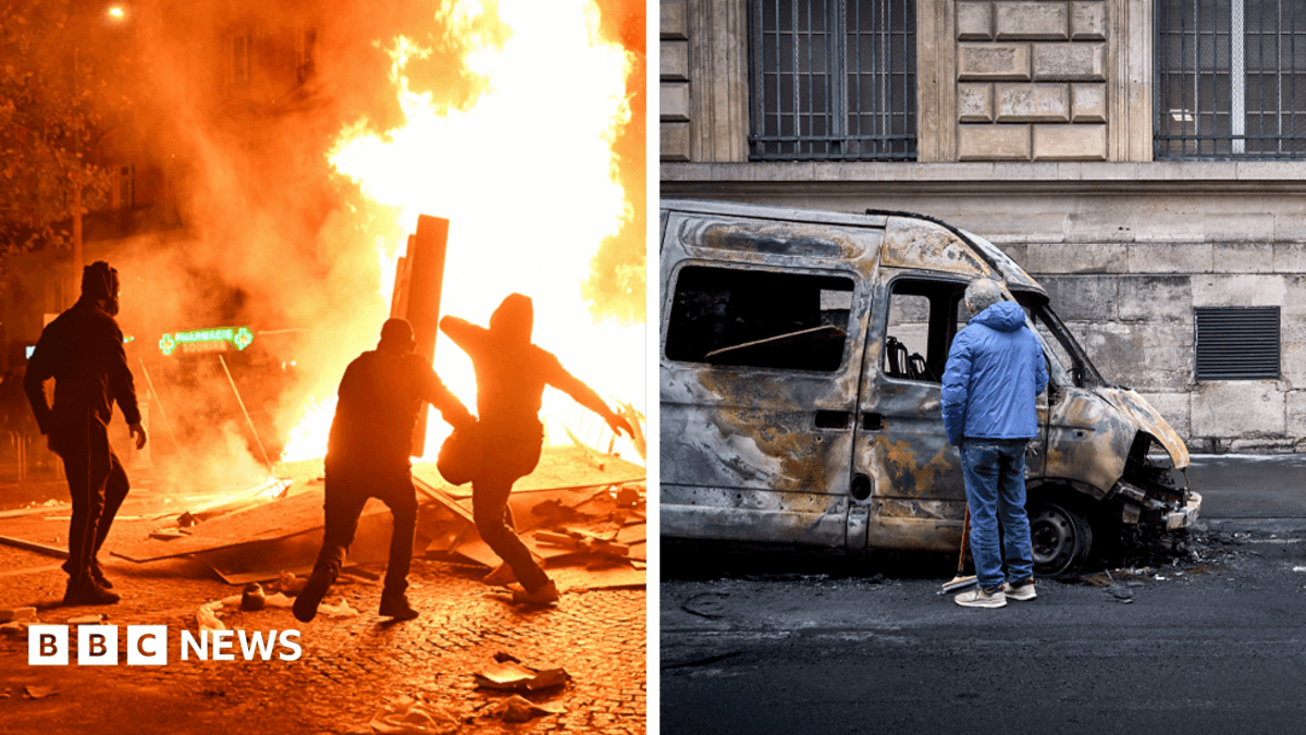 Overnight curfews announced in parts of Paris and Nice after riots across France - BBC image