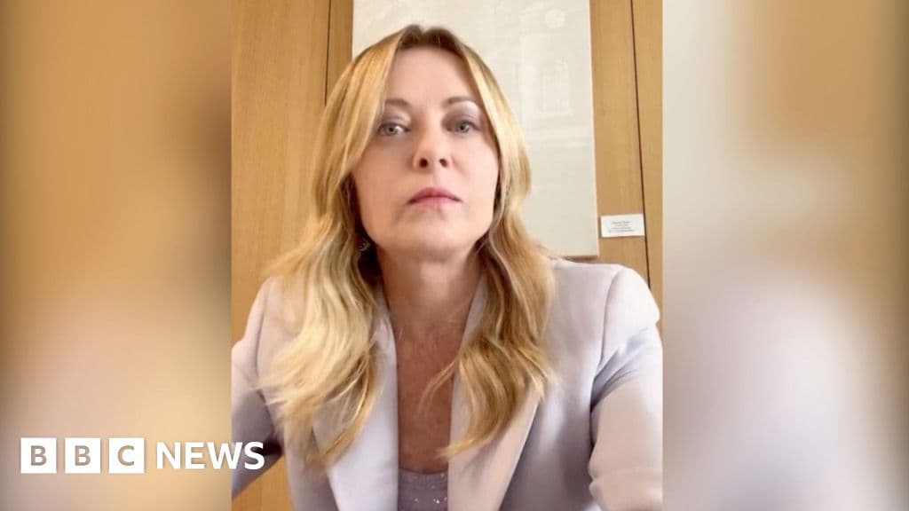 Italy's Meloni says Trump 'made up' story that she 'begged' him for photo at G7 - BBC image